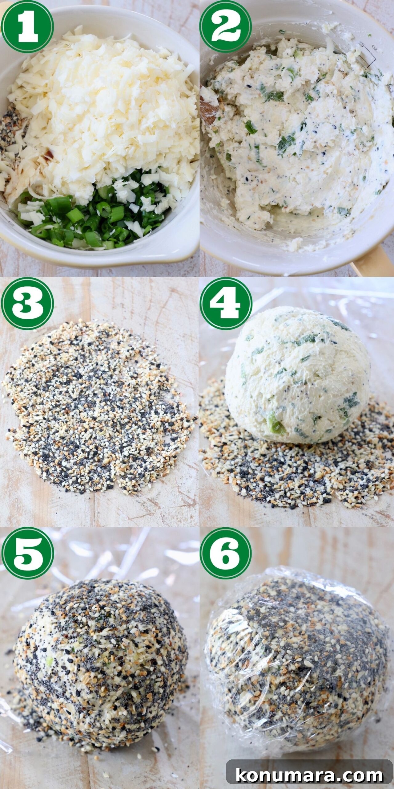 collage of images showing how to make a cheese ball