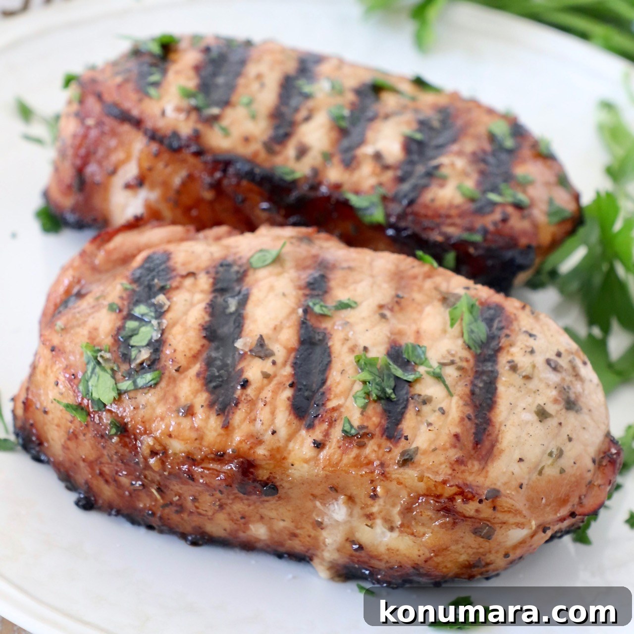 grilled pork chops on plate