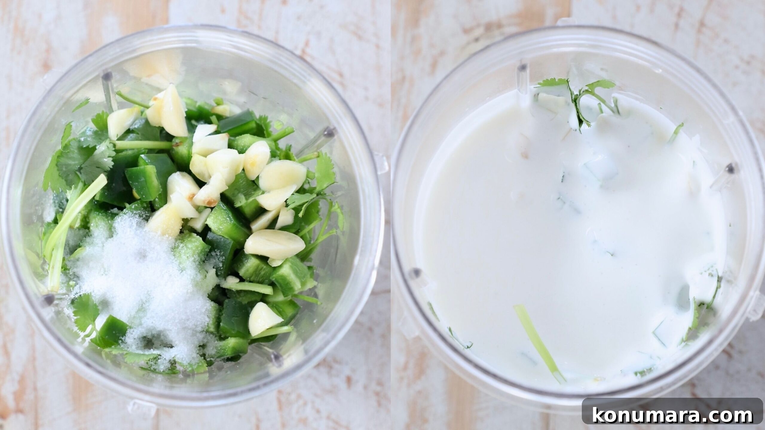 Zesty Cilantro Lime Sauce for Tacos and Grilled Meats 4 ingredients for cilantro lime sauce in blender
