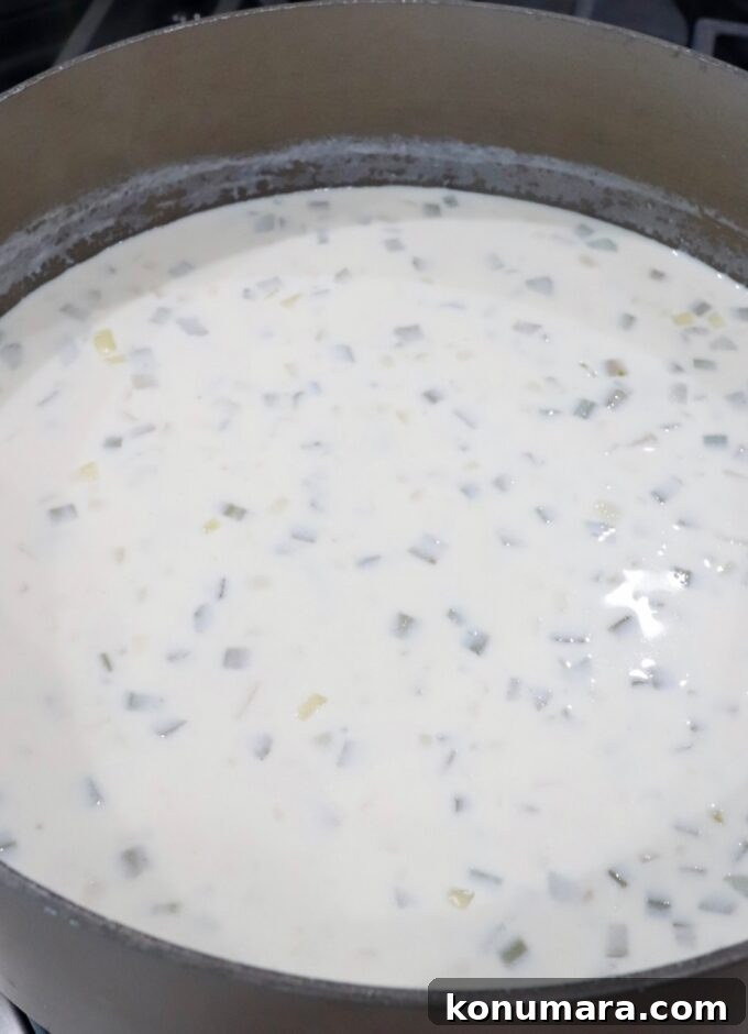 creamy potato soup in a large pot