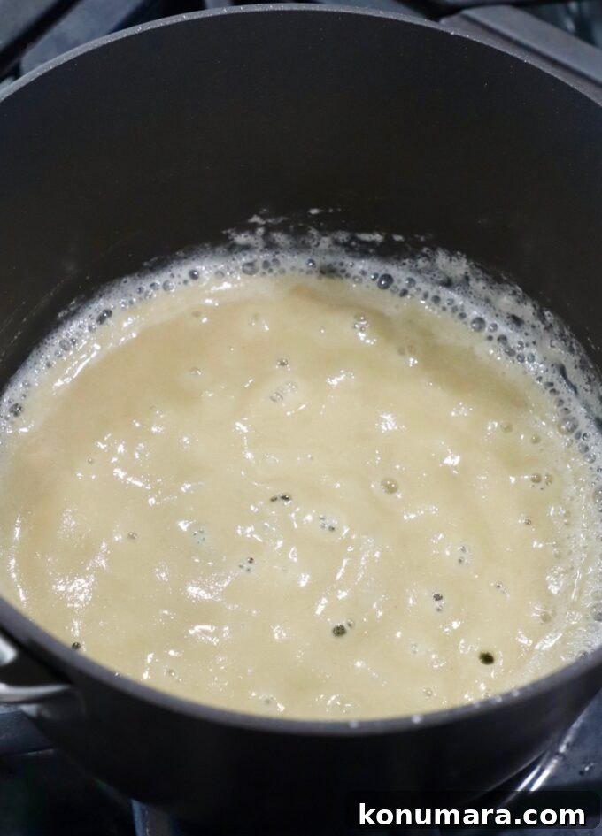 a prepared roux in a saucepan