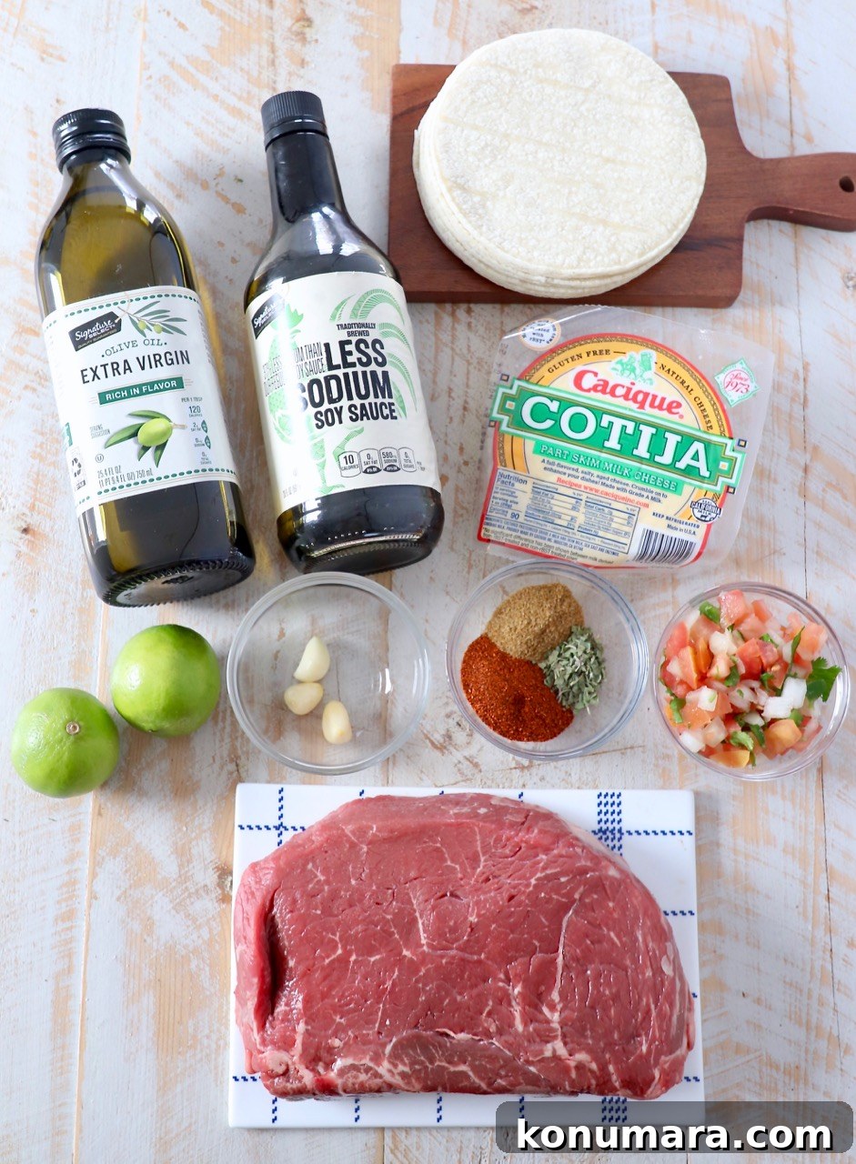 ingredients for steak tacos