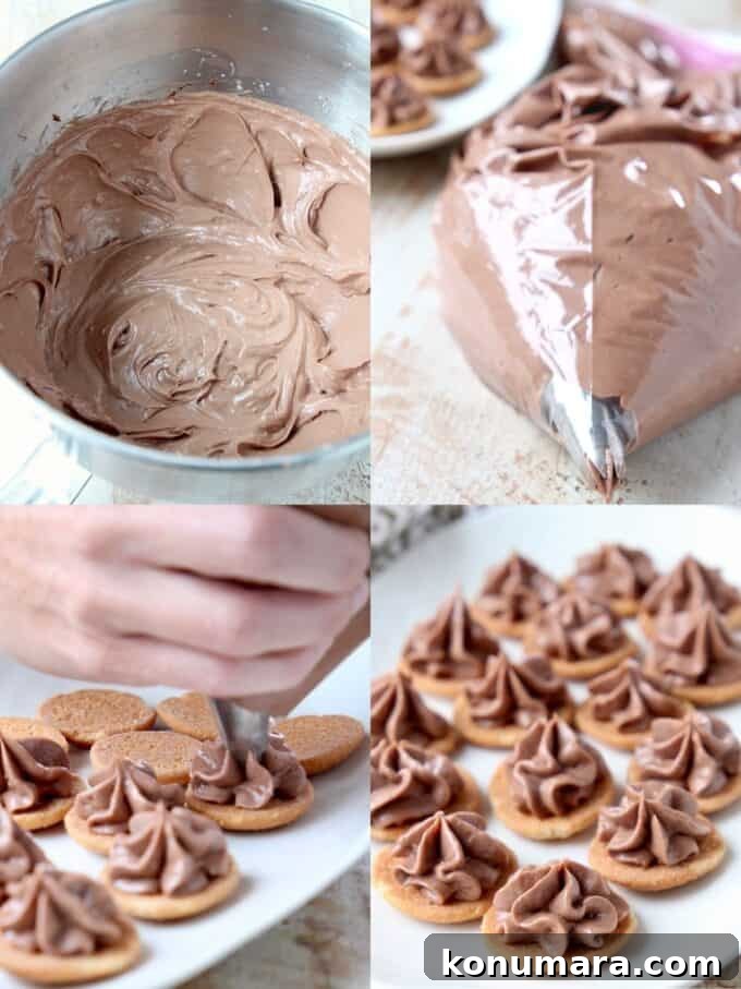 Nutella Cheesecake Bites Recipe 4 collage of images showing how to make nutella cheesecake bites