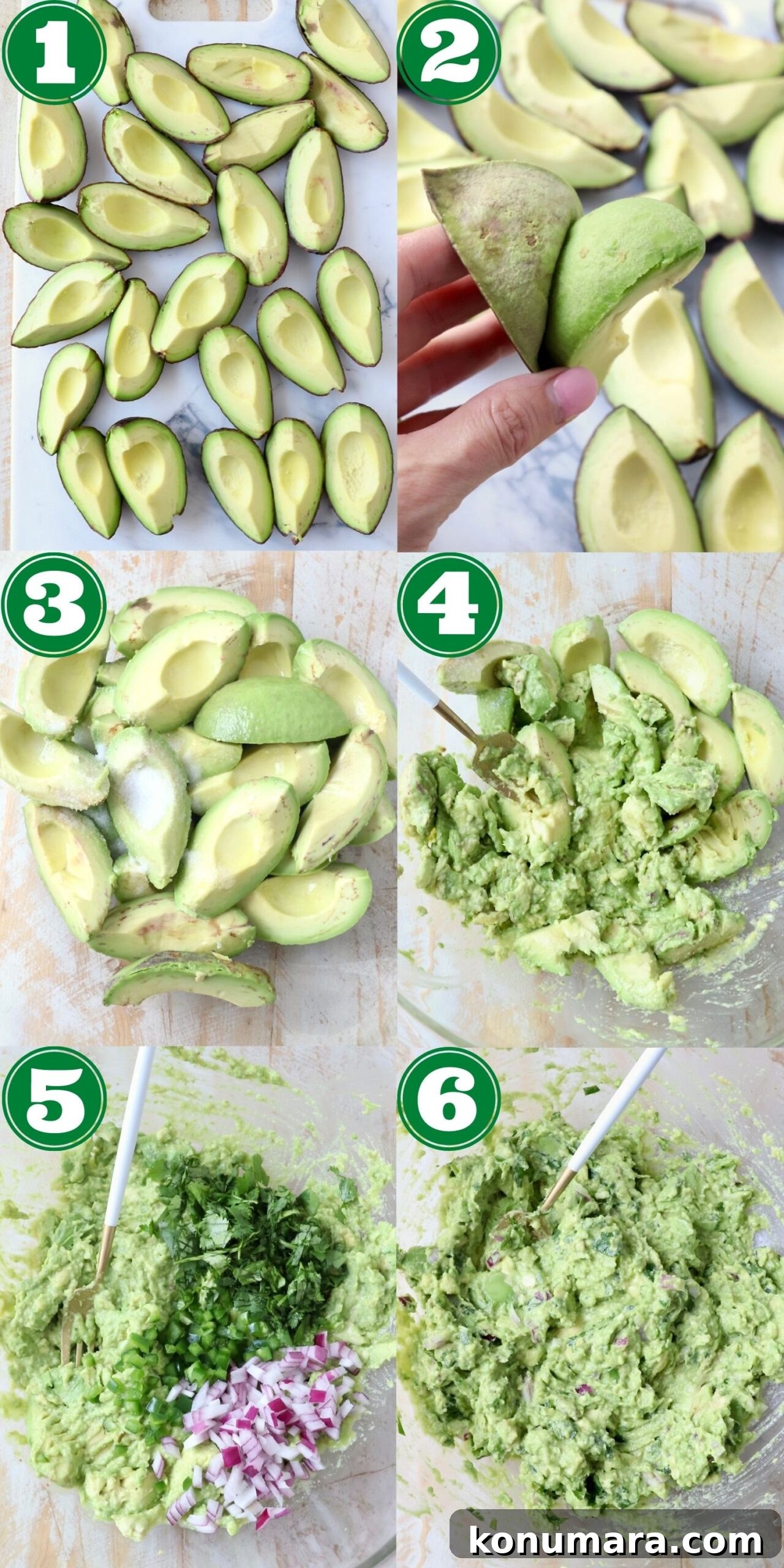 collage of images showing how to make guacamole