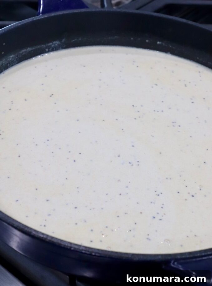 creamy sauce in skillet on stove