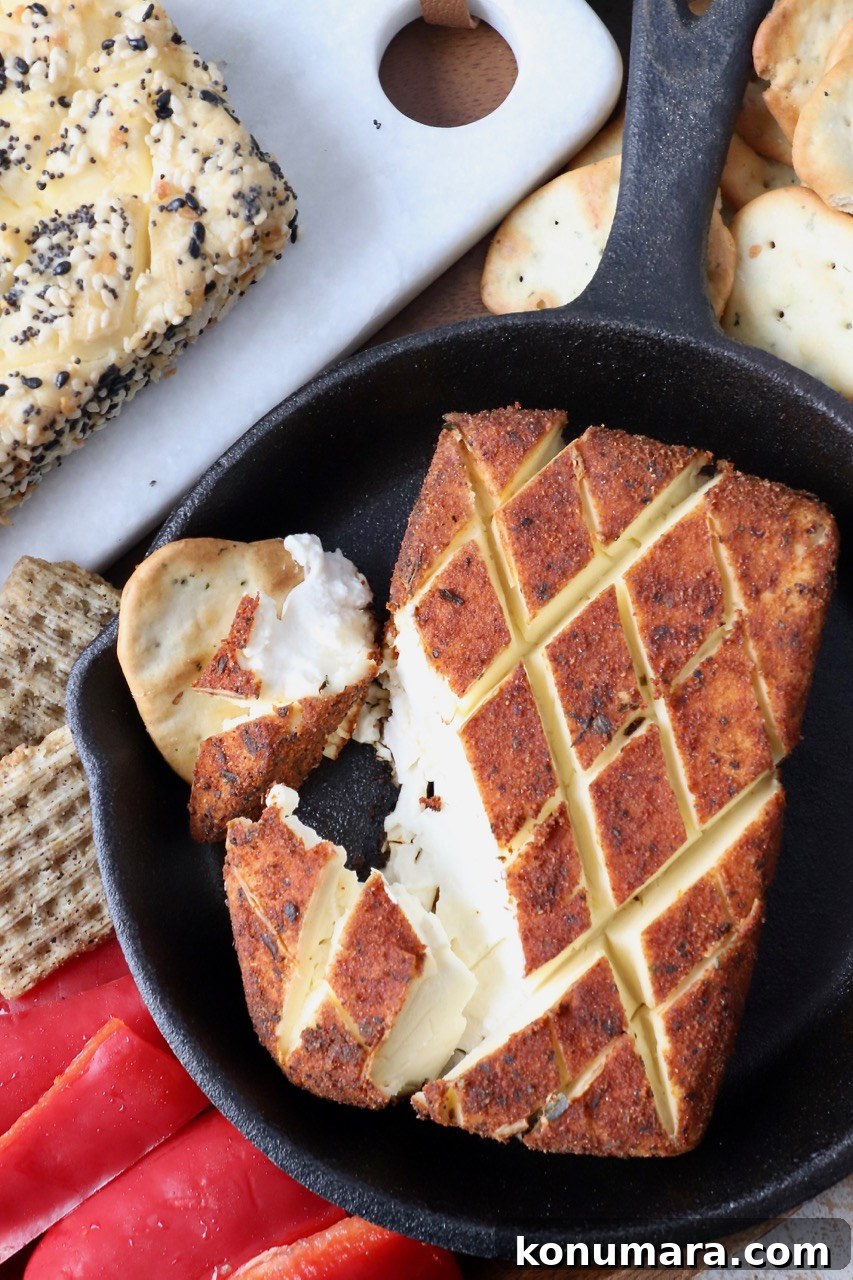 Smoked Cream Cheese Recipe and Serving Ideas 9 smoked seasoned cream cheese in cast iron skillet with crackers