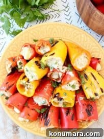 Grilled Stuffed Peppers With Creamy Artichoke Dip