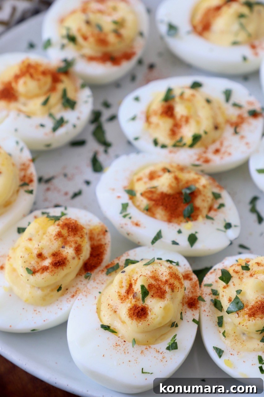 prepared deviled eggs on plate