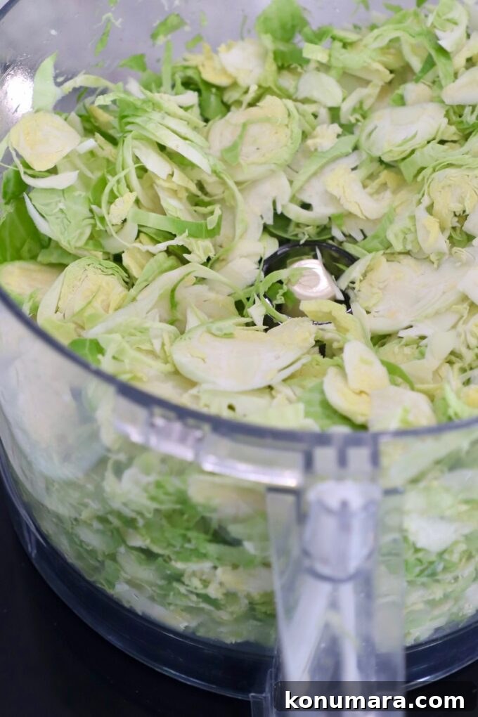 How to Shred Brussels Sprouts for Salads and Slaws 10 shredded brussels sprouts in food processor