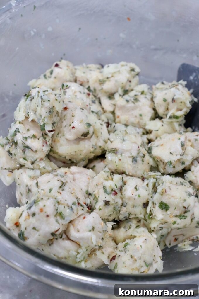 cubed biscuit dough tossed with cheese, butter and herbs