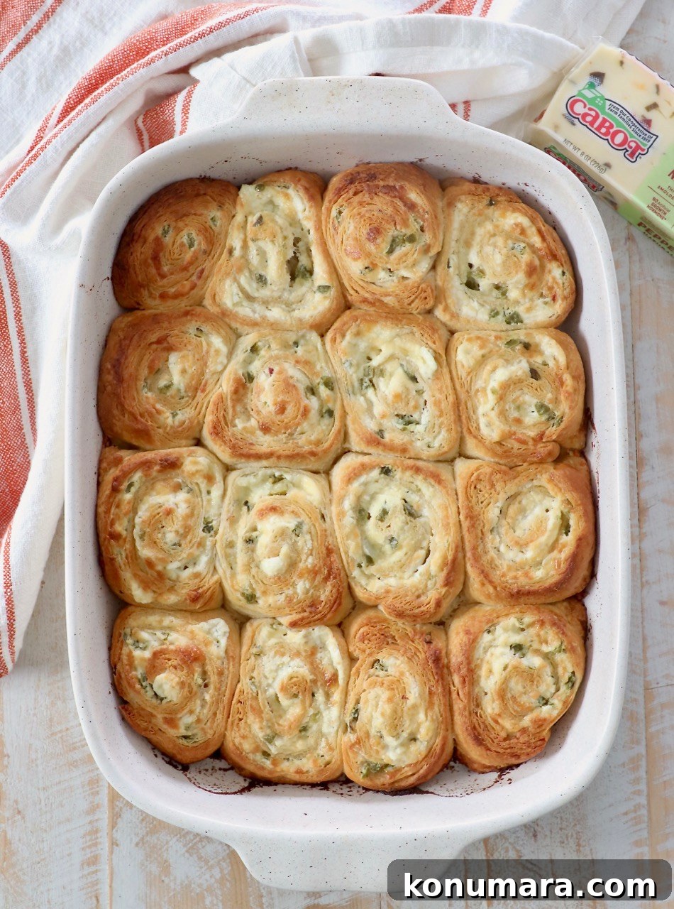 Cheesy Jalapeno Popper Crescent Rolls 13 baked cheesy crescent rolls in casserole dish