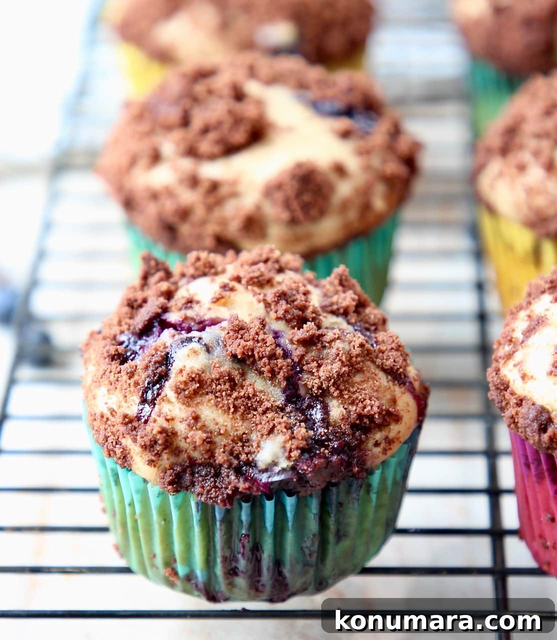 Decadent Blueberry Cream Cheese Muffins with Chocolate Crumble 2 Blueberry Cream Cheese Muffins with Chocolate Crumble