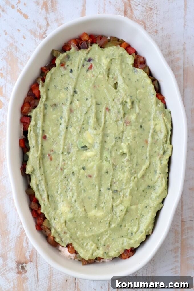 guacamole in casserole dish