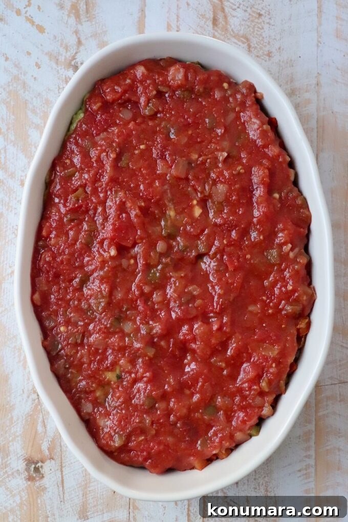 salsa in casserole dish