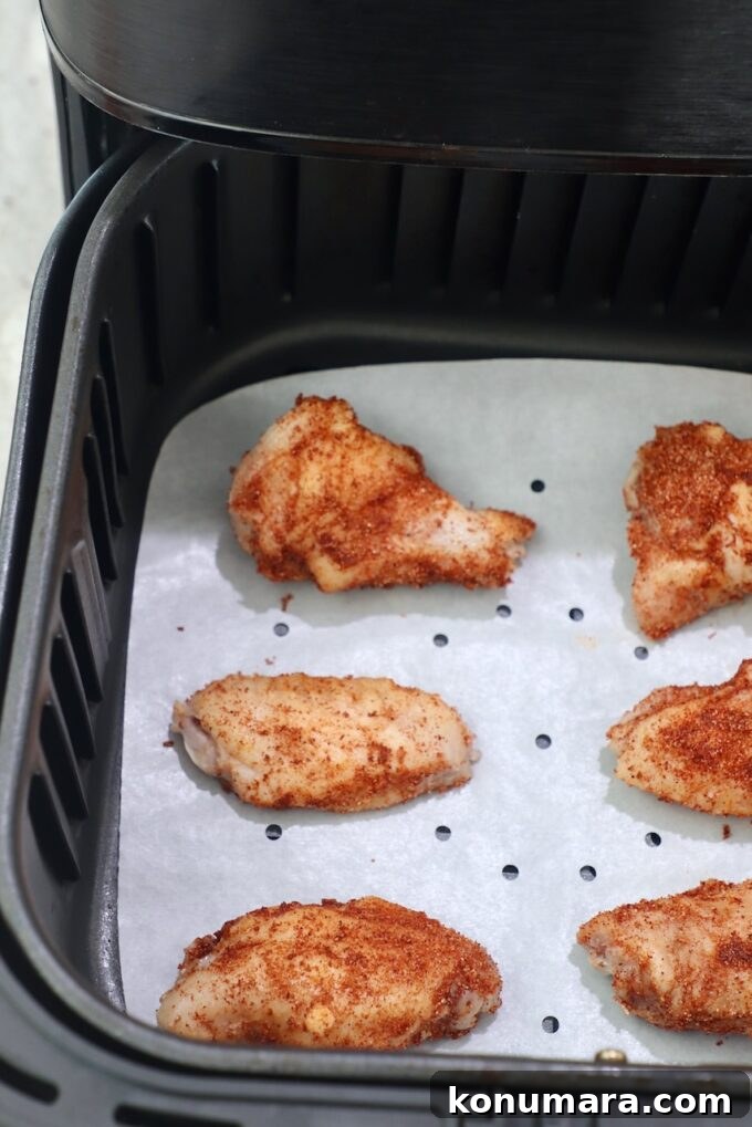 seasoned chicken wings in air fryer