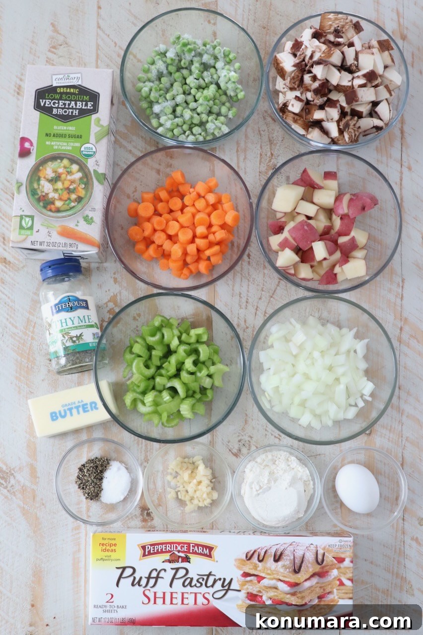 ingredients for vegetarian pot pie