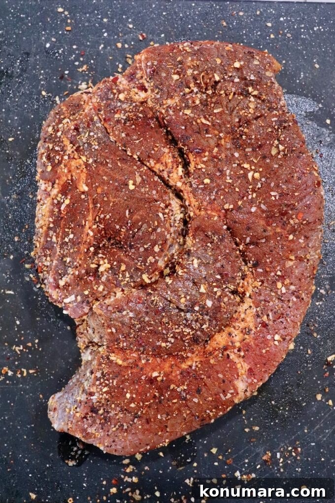 How to Smoke a Chuck Roast for Tender, Juicy Results 4 seasoned chuck roast on cutting board