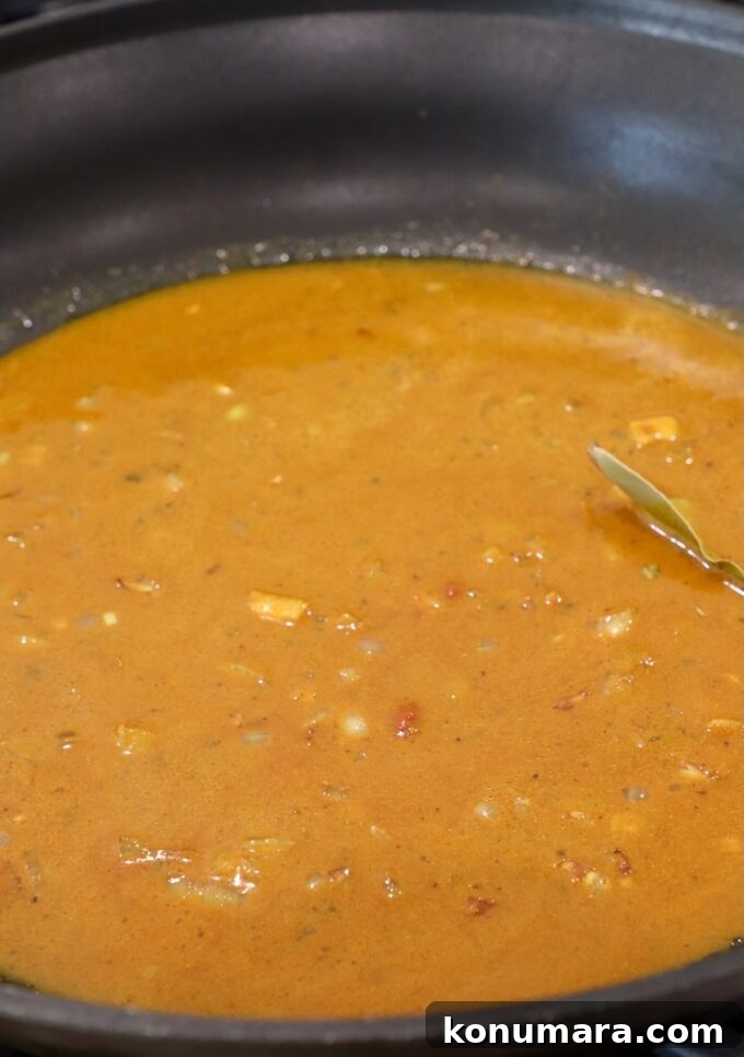 curry sauce in a skillet
