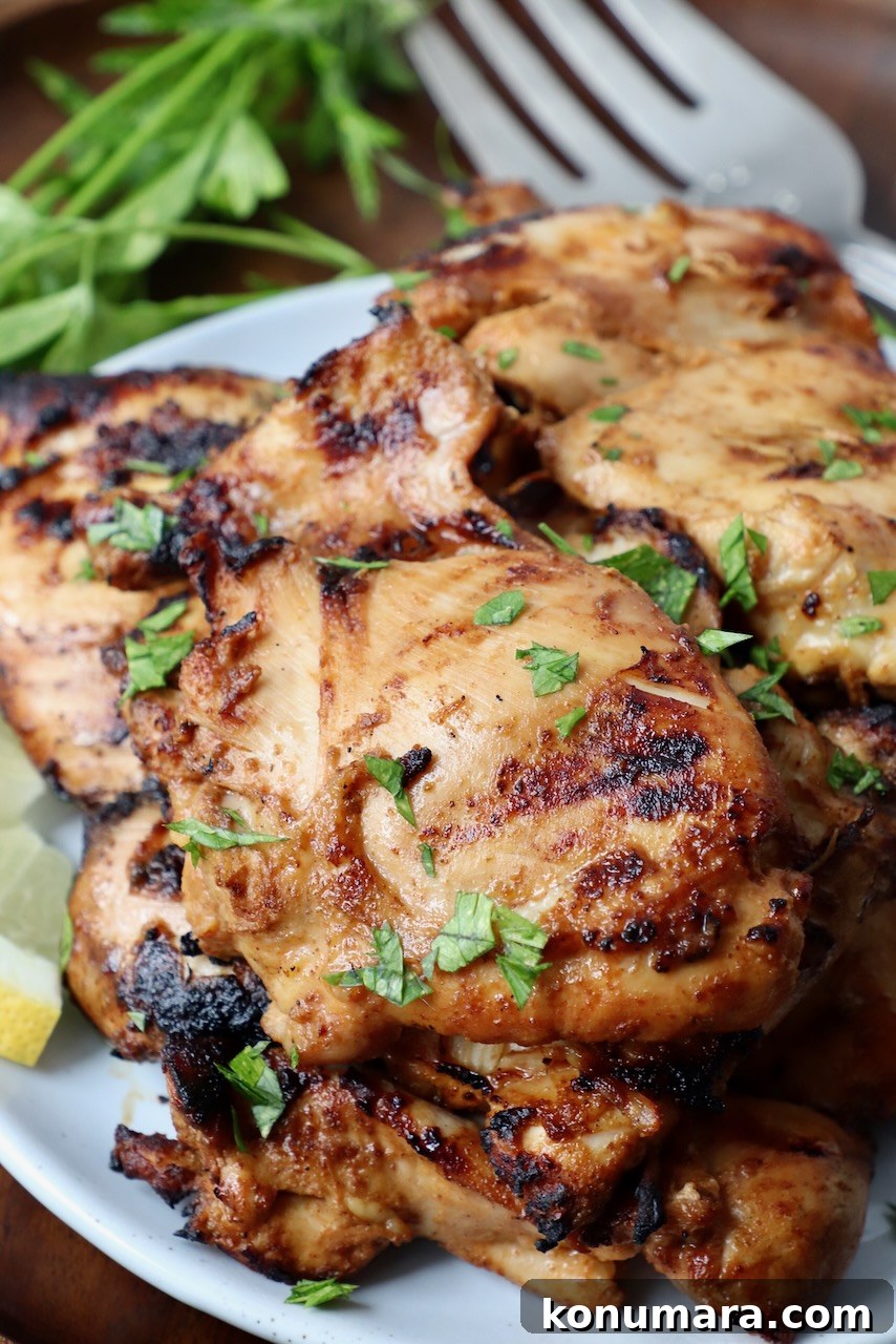 grilled chicken thighs on plate