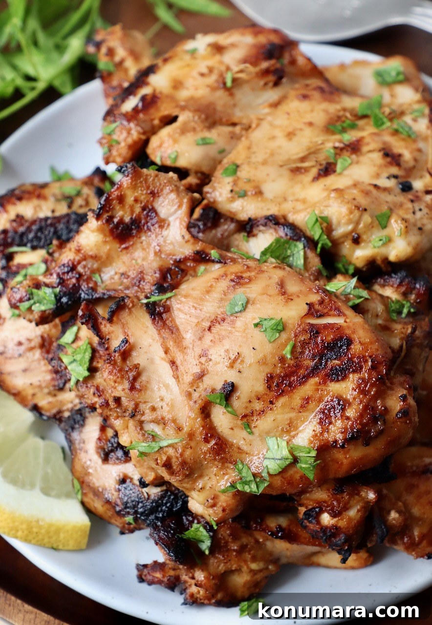 grilled chicken thighs on plate