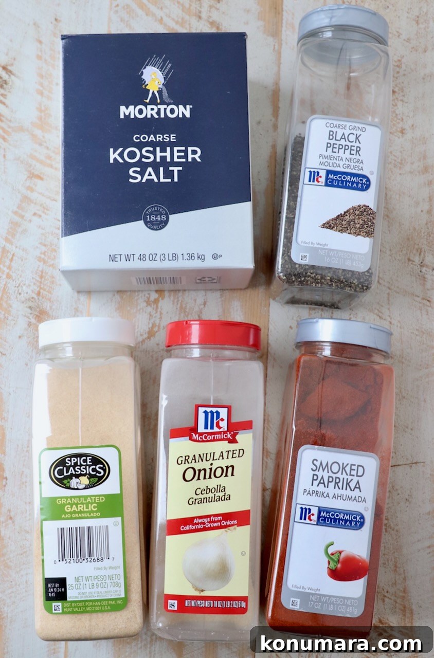 Homemade Pulled Pork Rub for Smoky BBQ 3 ingredients for pulled pork rub on white wood board