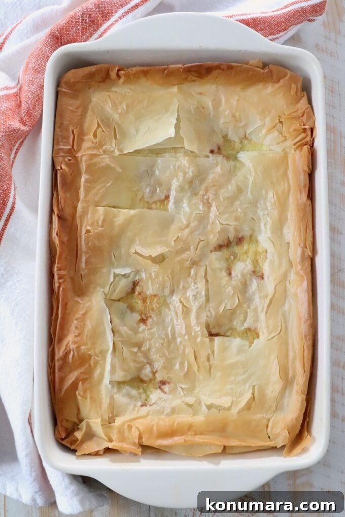 baked Greek zucchini pie in baking dish