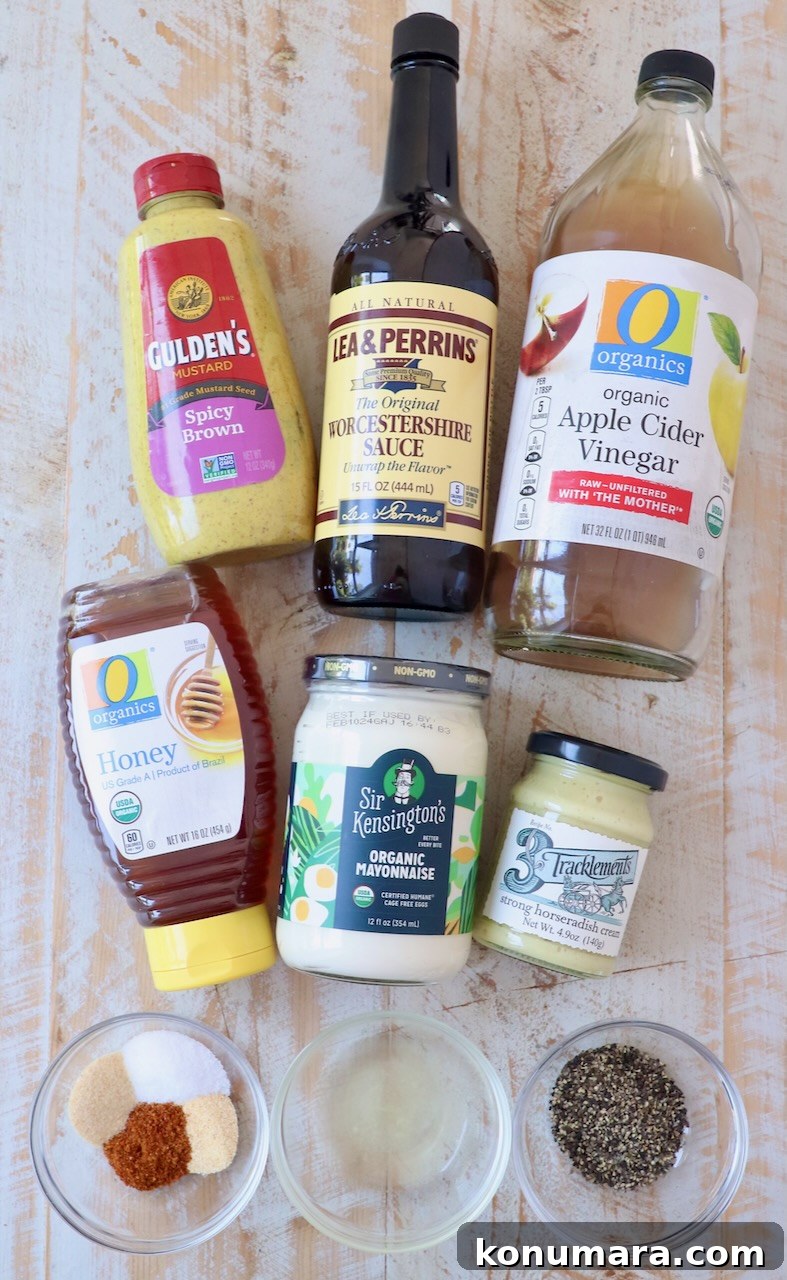 Creamy Alabama White BBQ Sauce Recipe 3 ingredients for white bbq sauce on white wood board