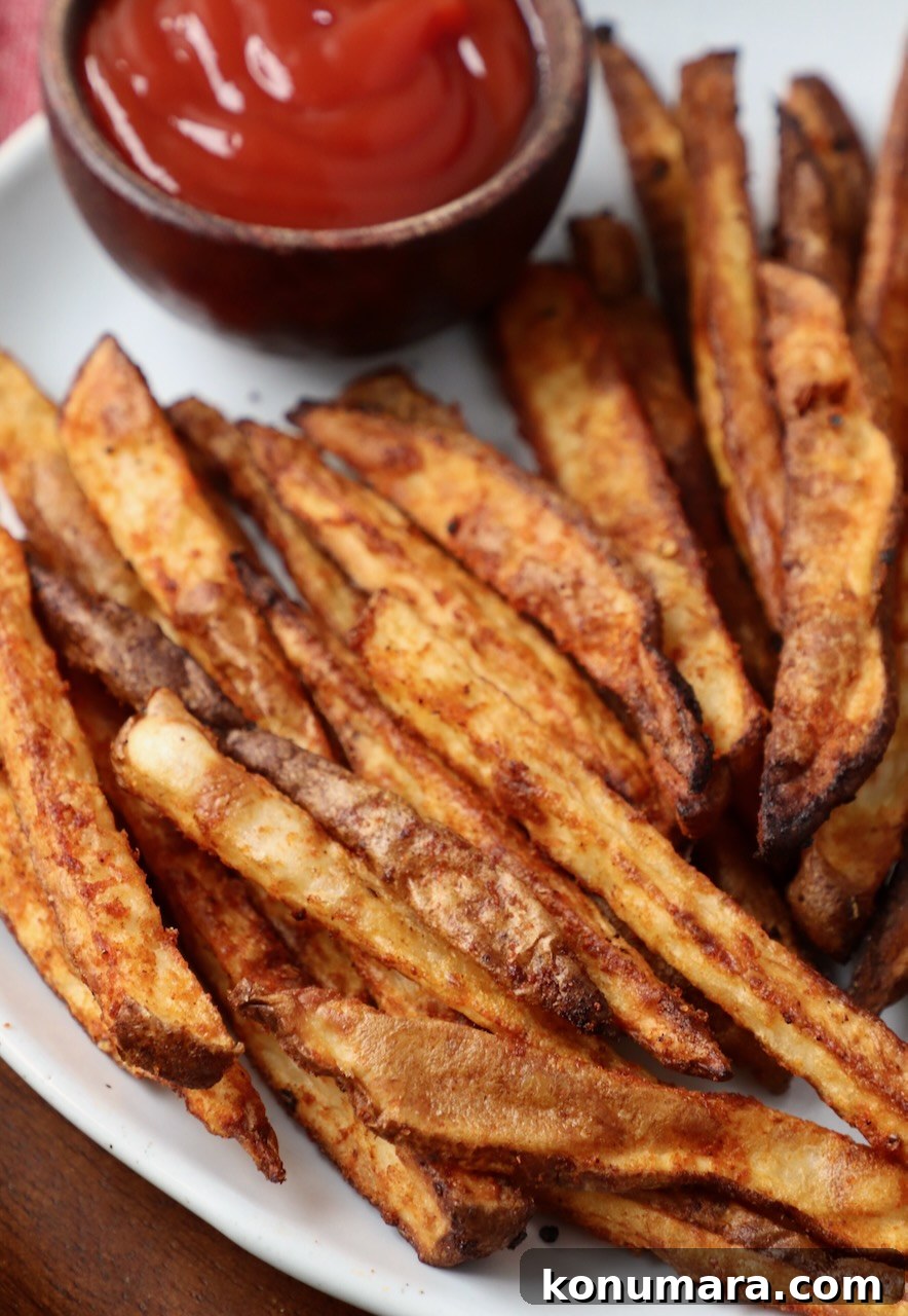 seasoned fries on plate with bowl of ketchup