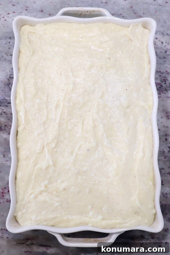 bechamel sauce in casserole dish