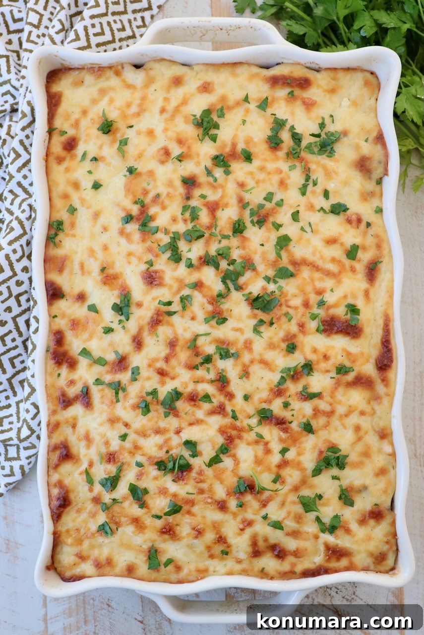 baked pastitsio in casserole dish