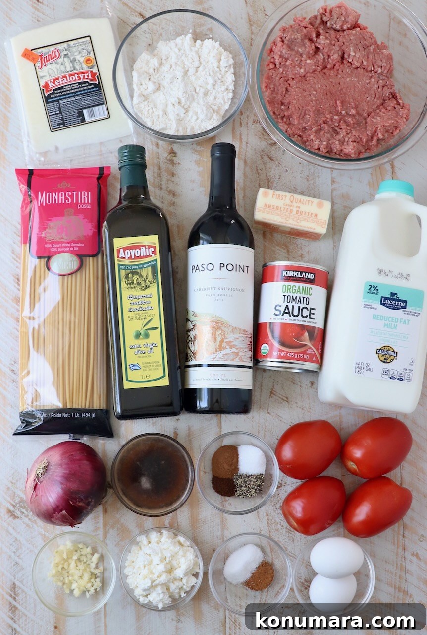 ingredients for pastitsio