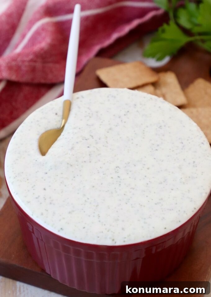 creamy Greek yogurt dip in bowl with spoon