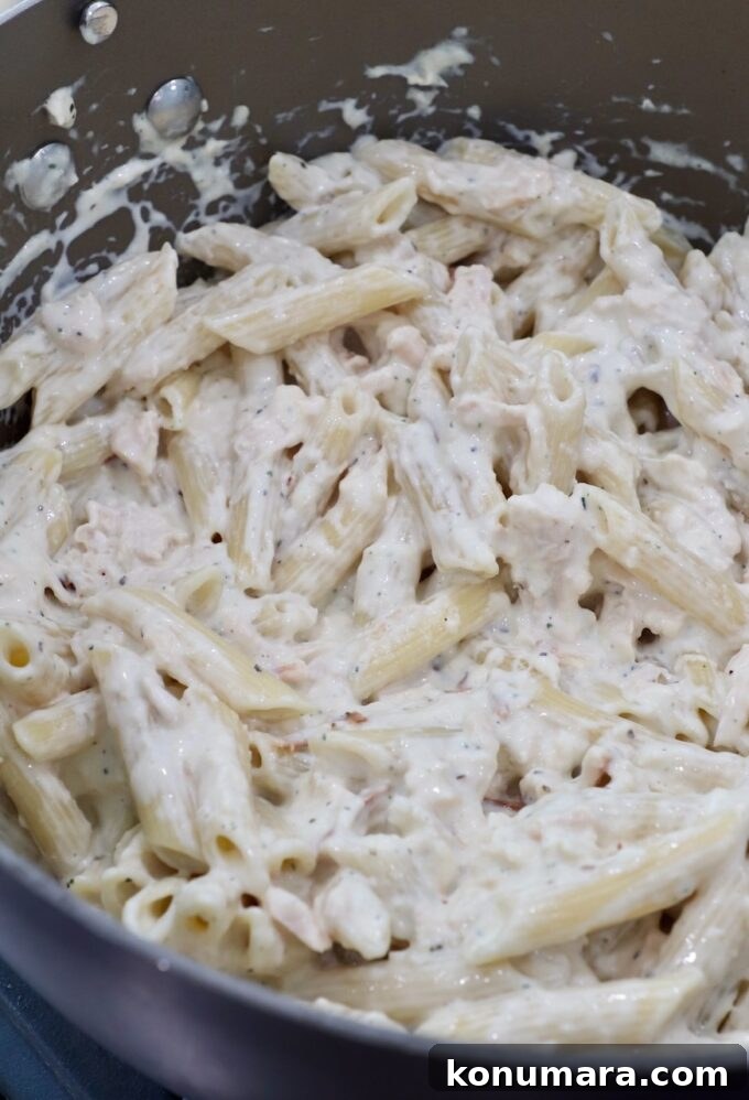 Creamy Garlic Parmesan Chicken Pasta Recipe 7 garlic parmesan chicken pasta in pan