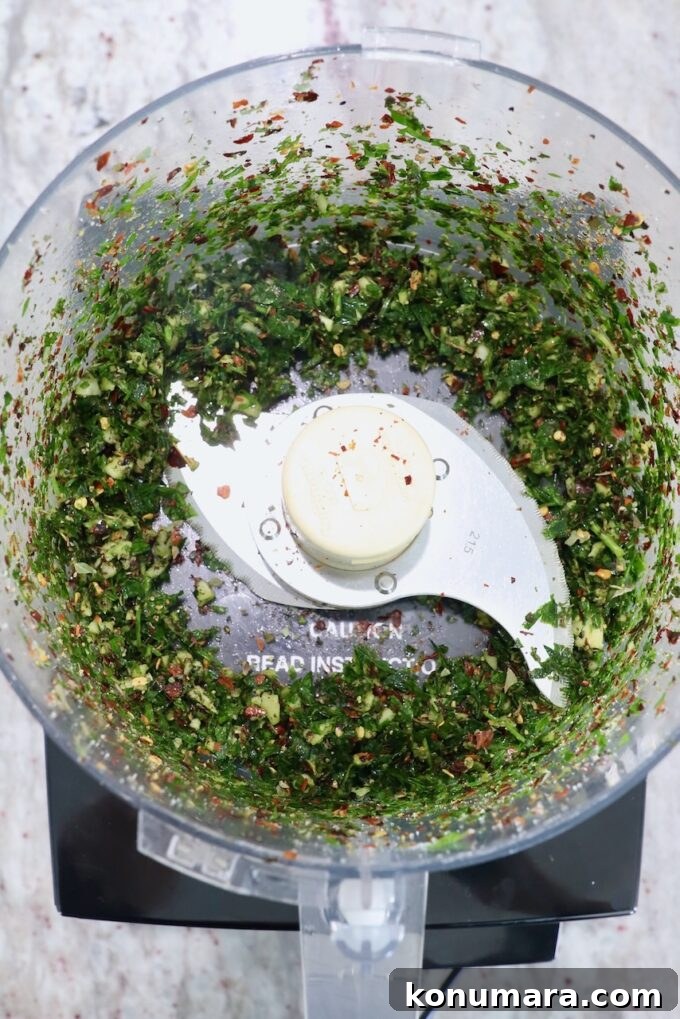 Rotisserie Picanha Recipe: Juicy Brazilian Rump Cap on the Spit 12 chopped herbs in food processor