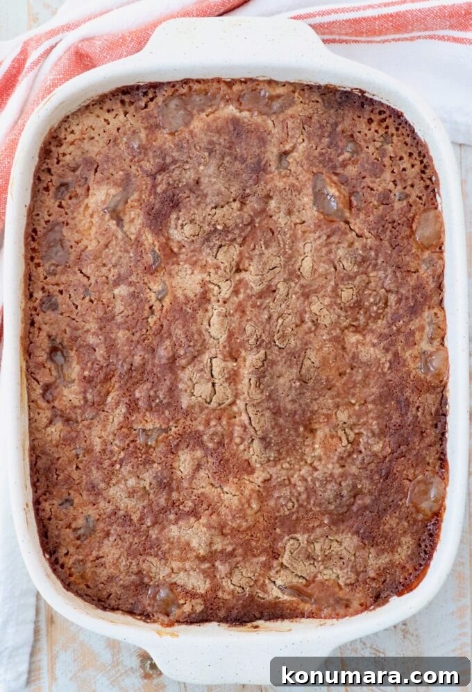 One-Pan Caramel Apple Dump Cake Recipe 7 baked caramel apple dump cake in baking dish