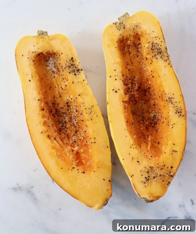 How to Cook Delicata Squash: Roast, Bake and Saute 5 delicata squash cut in half with the seeds removed and seasoned with salt and pepper