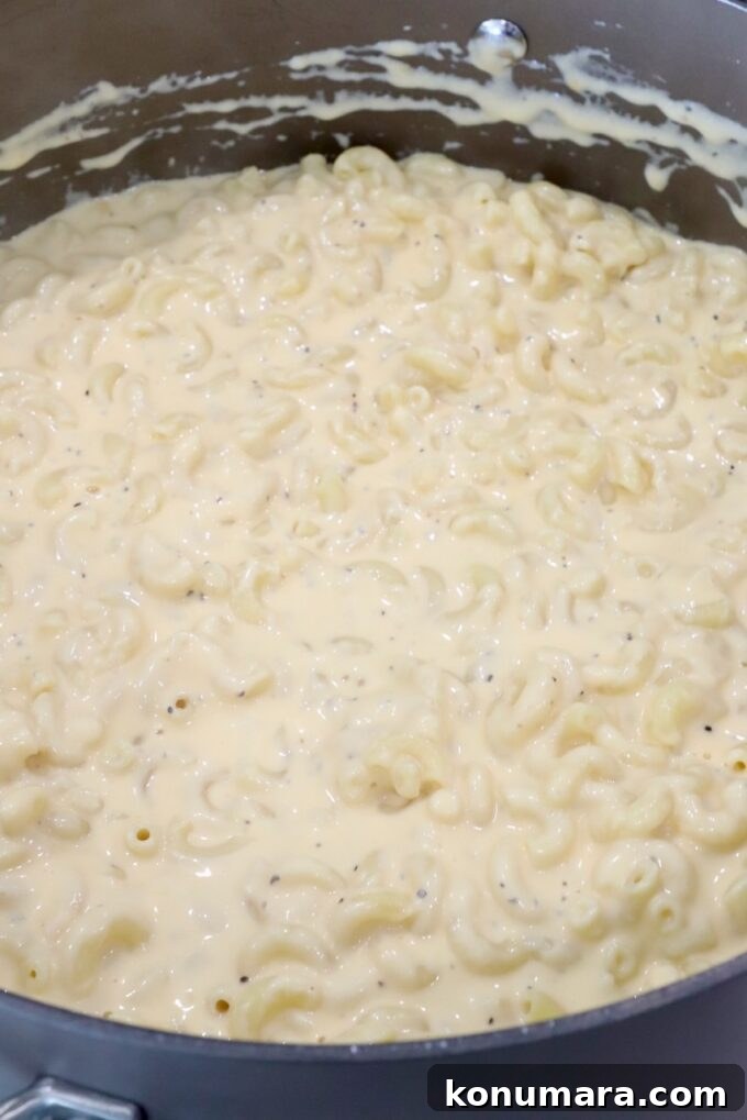 Creamy Homemade Mac and Cheese Recipe 7 cooked macaroni and cheese in a large pot
