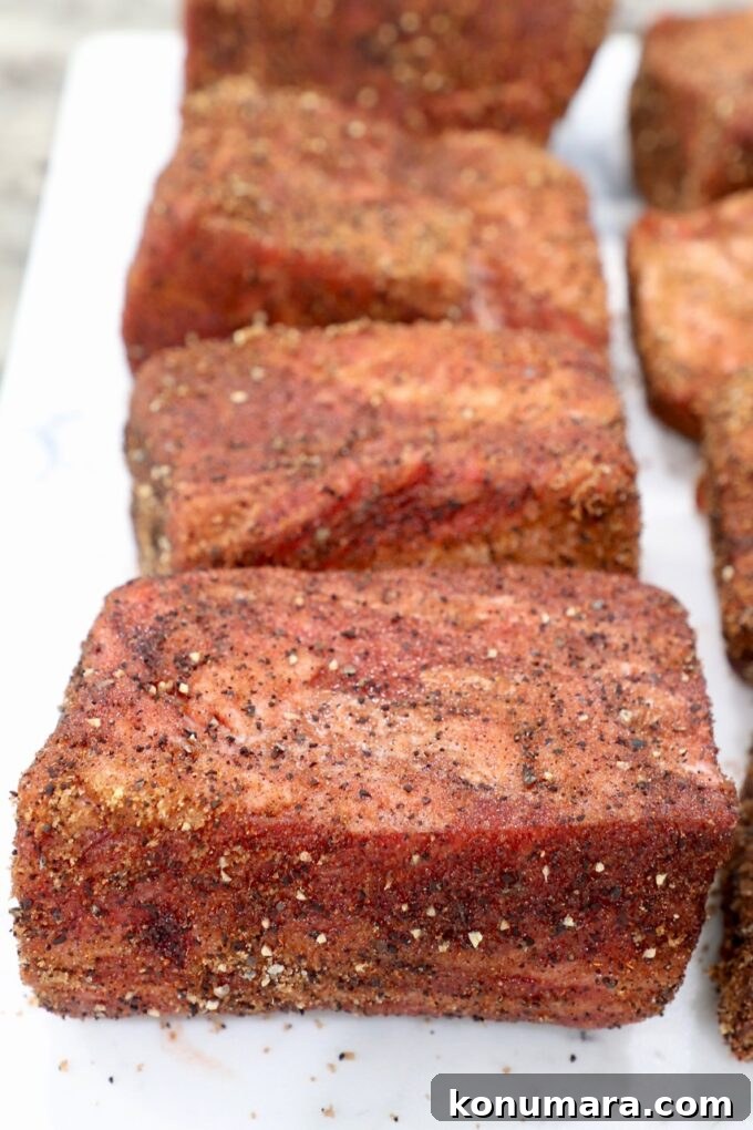 seasoned short ribs on cutting board