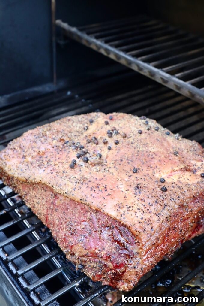 Smoked New York Strip Roast Recipe and Smoking Tips 5 strip roast on smoker