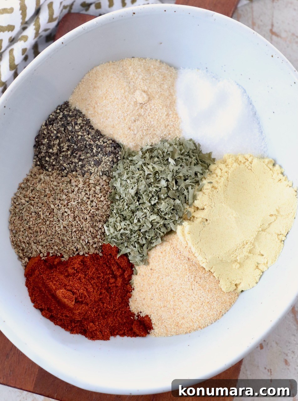 spices separated in bowl