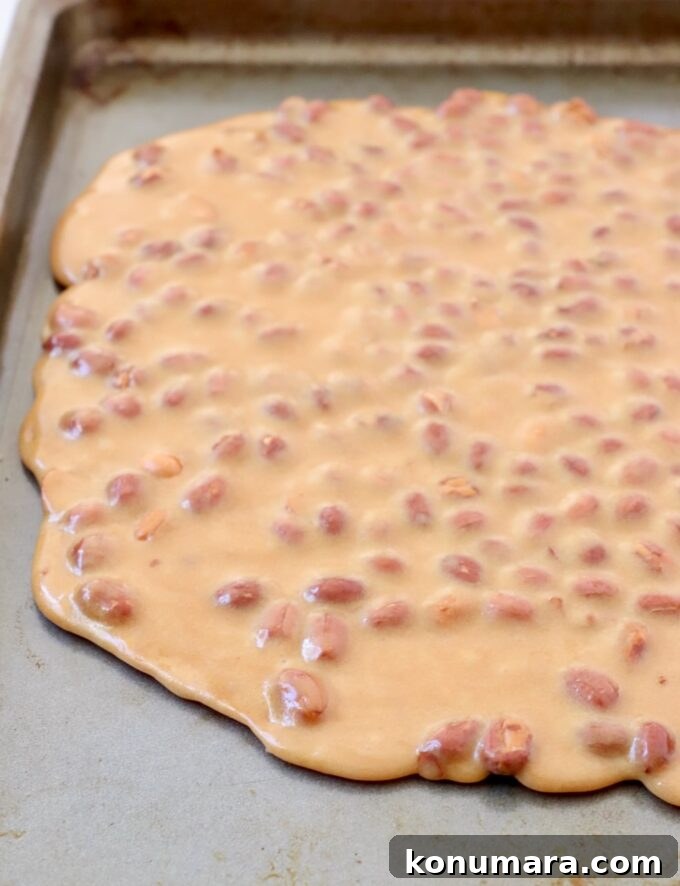 peanut brittle on a sheet pan