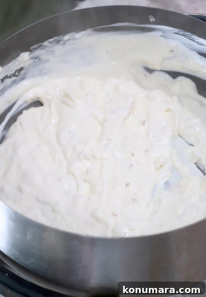 melted cream cheese in fondue pot
