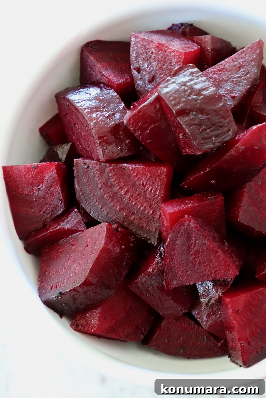 How to Cook Beets: Roast, Boil, and Sauté 17 cooked diced beets in a white bowl