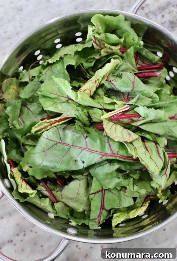 What to Do With Beet Greens: Recipes and Storage Tips 4 beet leaves in colander