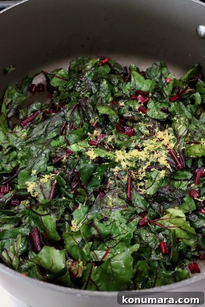 What to Do With Beet Greens: Recipes and Storage Tips 9 sauteed beet greens in a large pot