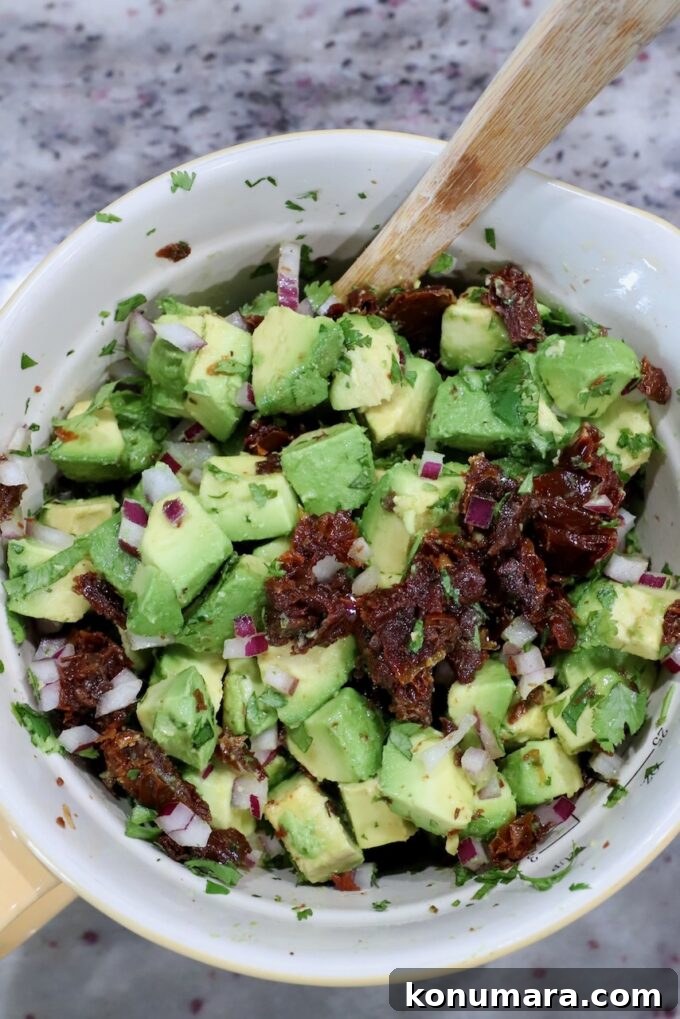 avocado egg roll filling in a bowl