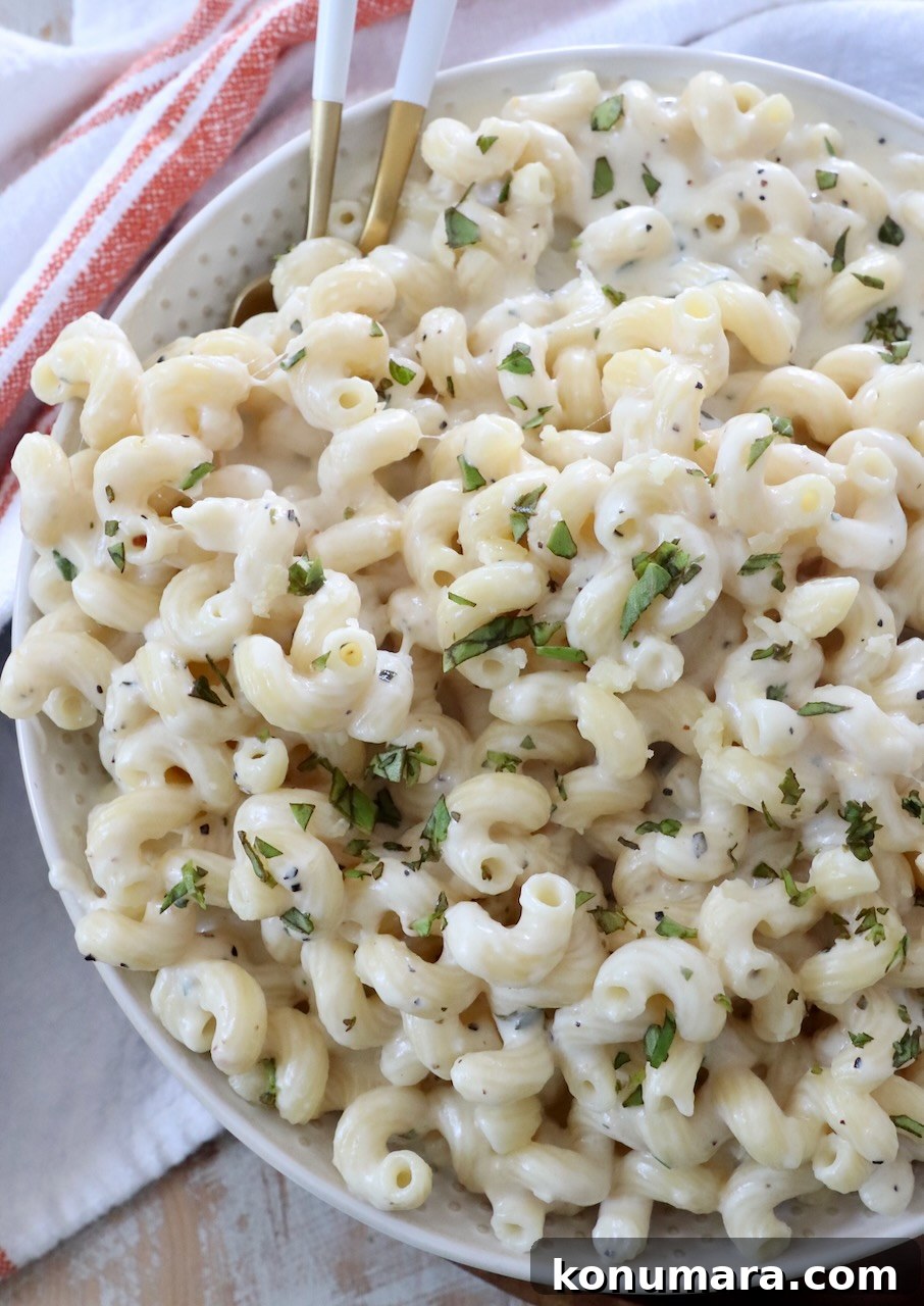 creamy cavatappi pasta in bowl with forks