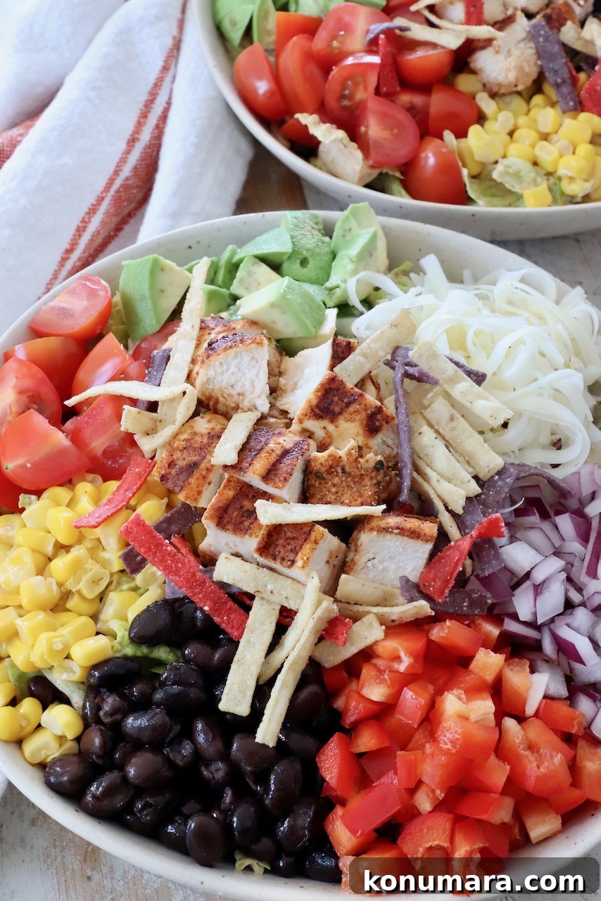 southwest chicken salad in bowl