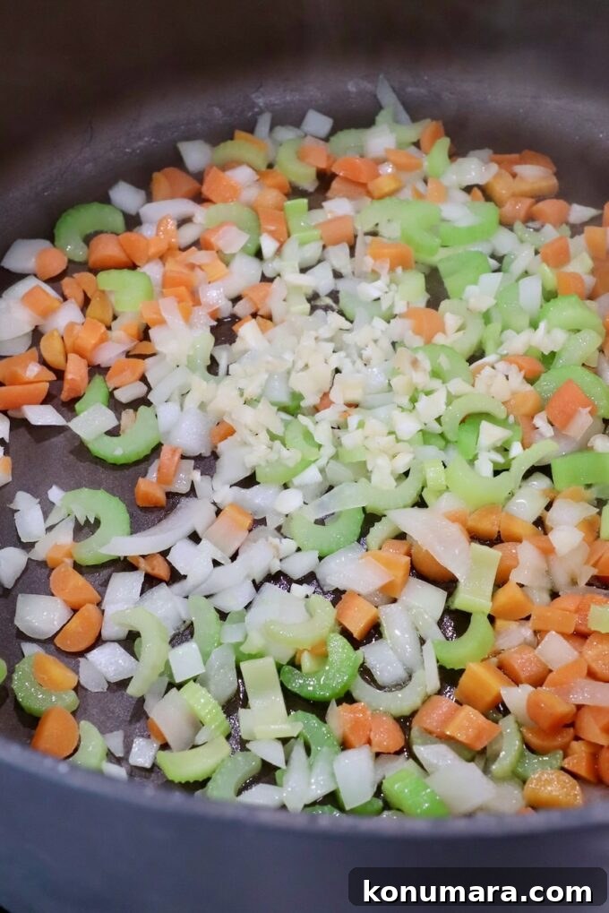 Creamy Buffalo Chicken Soup Recipe 4 diced onions, carrots, celery and minced garlic in large pot