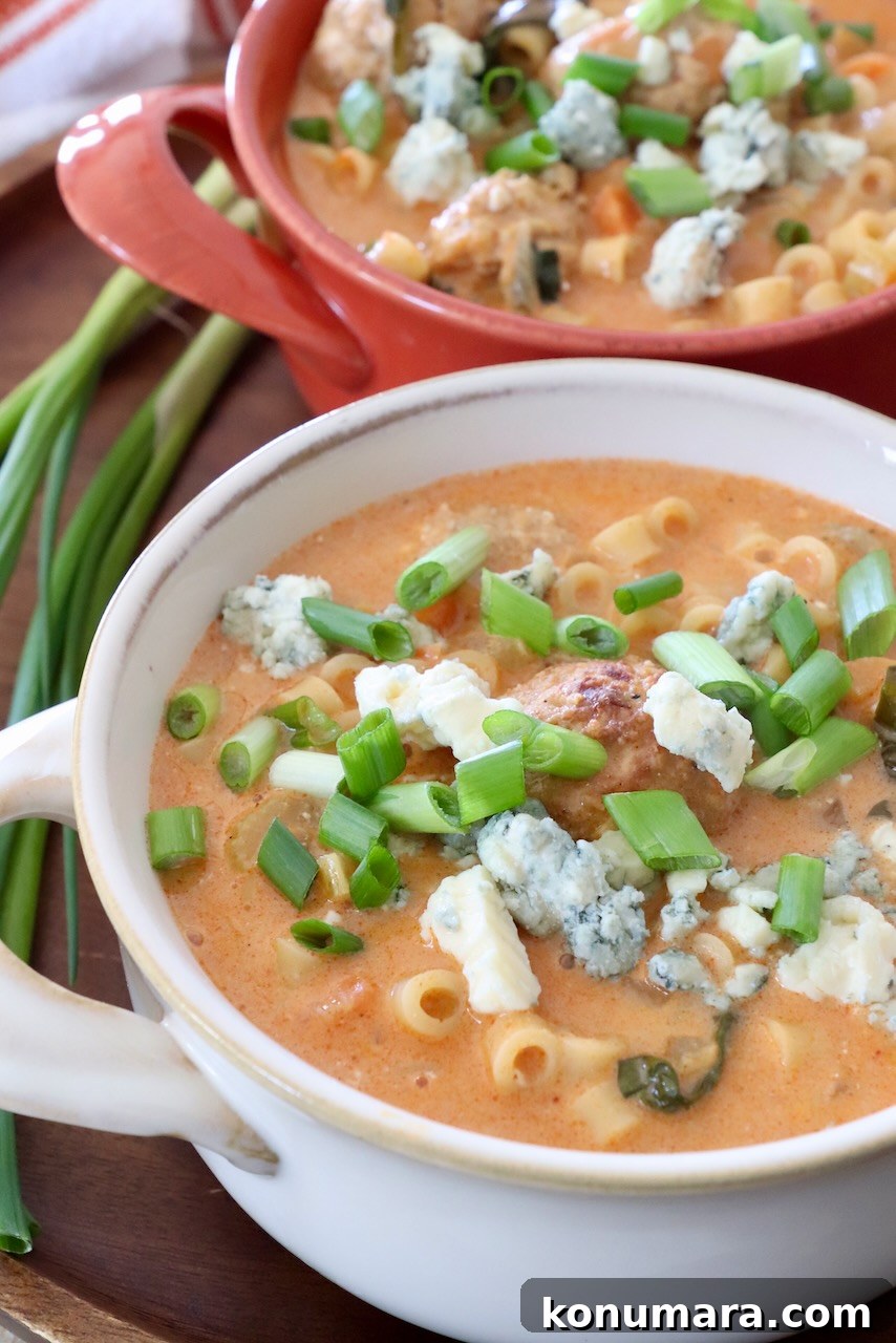 Creamy Buffalo Chicken Soup Recipe 9 buffalo chicken soup in bowls